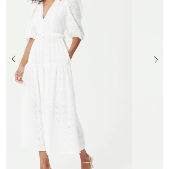 Nicholas Cellie Cotton Featherington Eyelet White Dress Size 2 - Picture 3 of 12